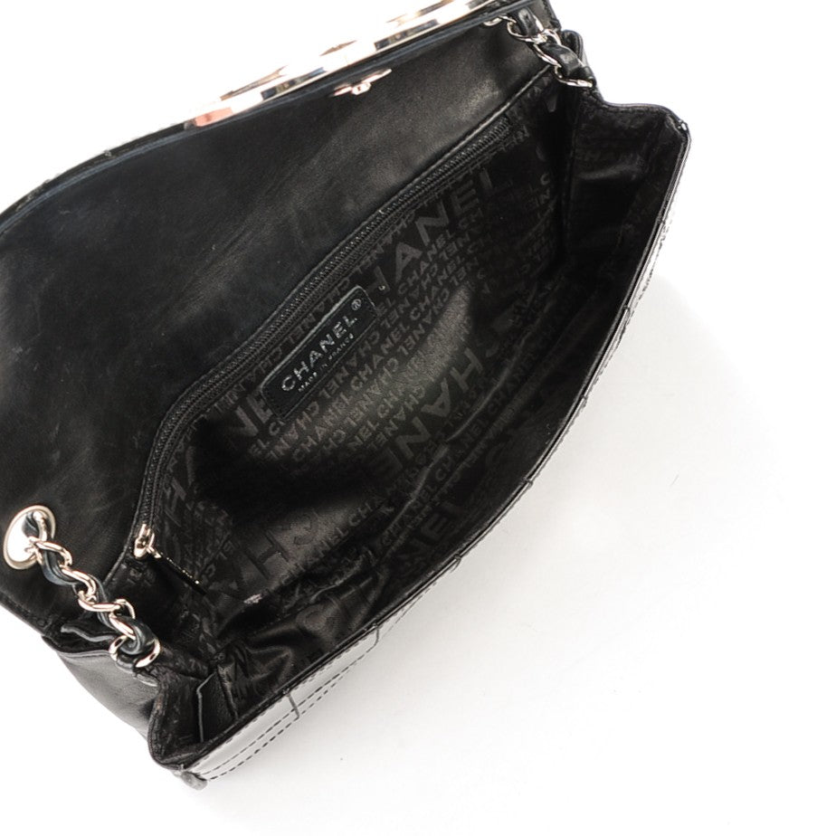 Chanel Patent Square Stitched CC Flap Clutch Black 5 of 7