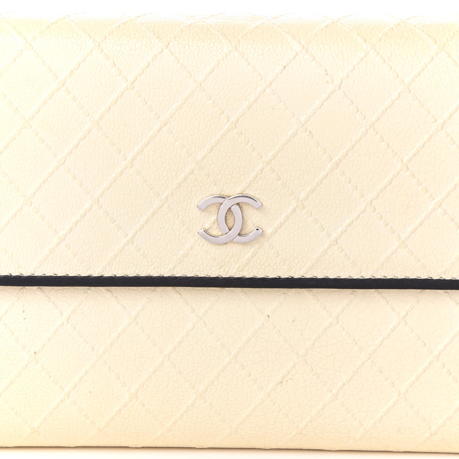 Chanel Calfskin Diamond Embossed Long Flap Wallet White 9 of 9