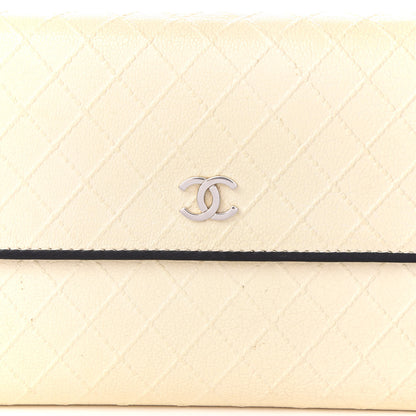 Chanel Calfskin Diamond Embossed Long Flap Wallet White 9 of 9