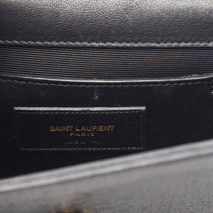 Saint Laurent Calfskin Crystal Studded Small Classic Monogram Kate Tassel Satchel Black 6 of 8