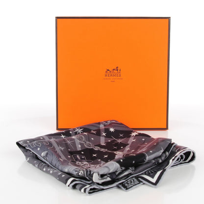 Hermes Silk C'Est La Fete Scarf 70 Gris Anthracite Gris Fonce 9 of 9