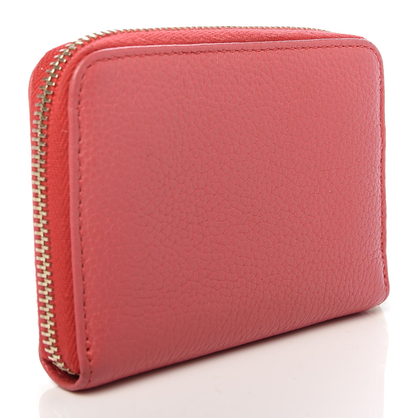 Small Classic Grain Compact Zip Wallet Deep Pink