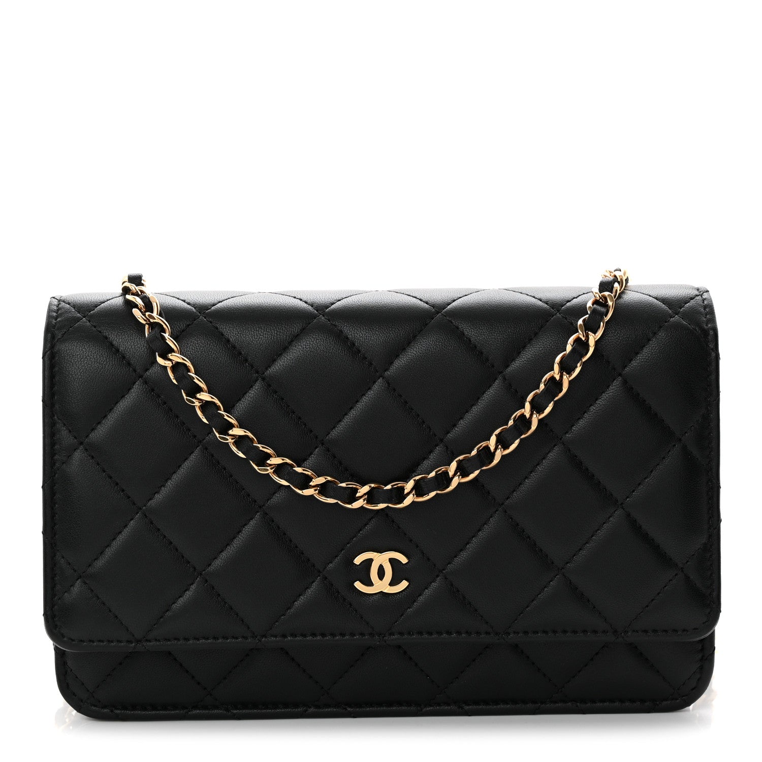 Chanel Lambskin Quilted Wallet On Chain WOC Black 1 of 12