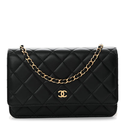 Chanel Lambskin Quilted Wallet On Chain WOC Black 1 of 12