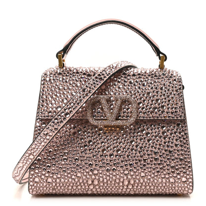 Valentino Garavani Crystal Embroidered Mini Vsling Top Handle Bag Vintage Rose Quartz 1 of 9
