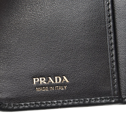 Prada Soft Calfskin Studded Compact Wallet Black 6 of 7