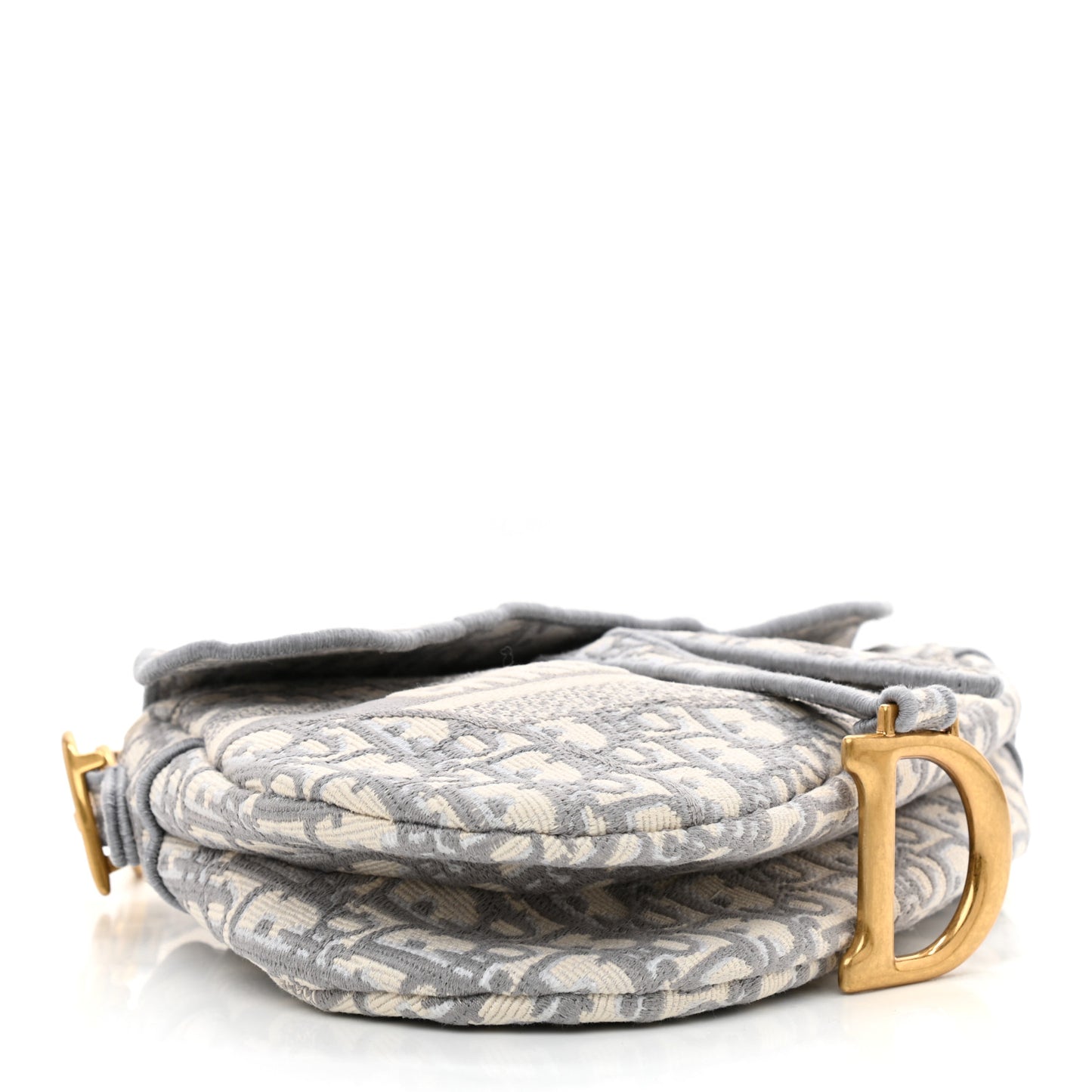 Oblique Embroidered Saddle Bag Gray
