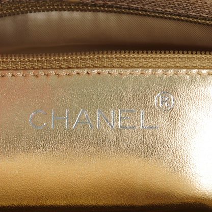 Chanel Metallic Linen Quilted Shoulder Bag Gold 6 of 8