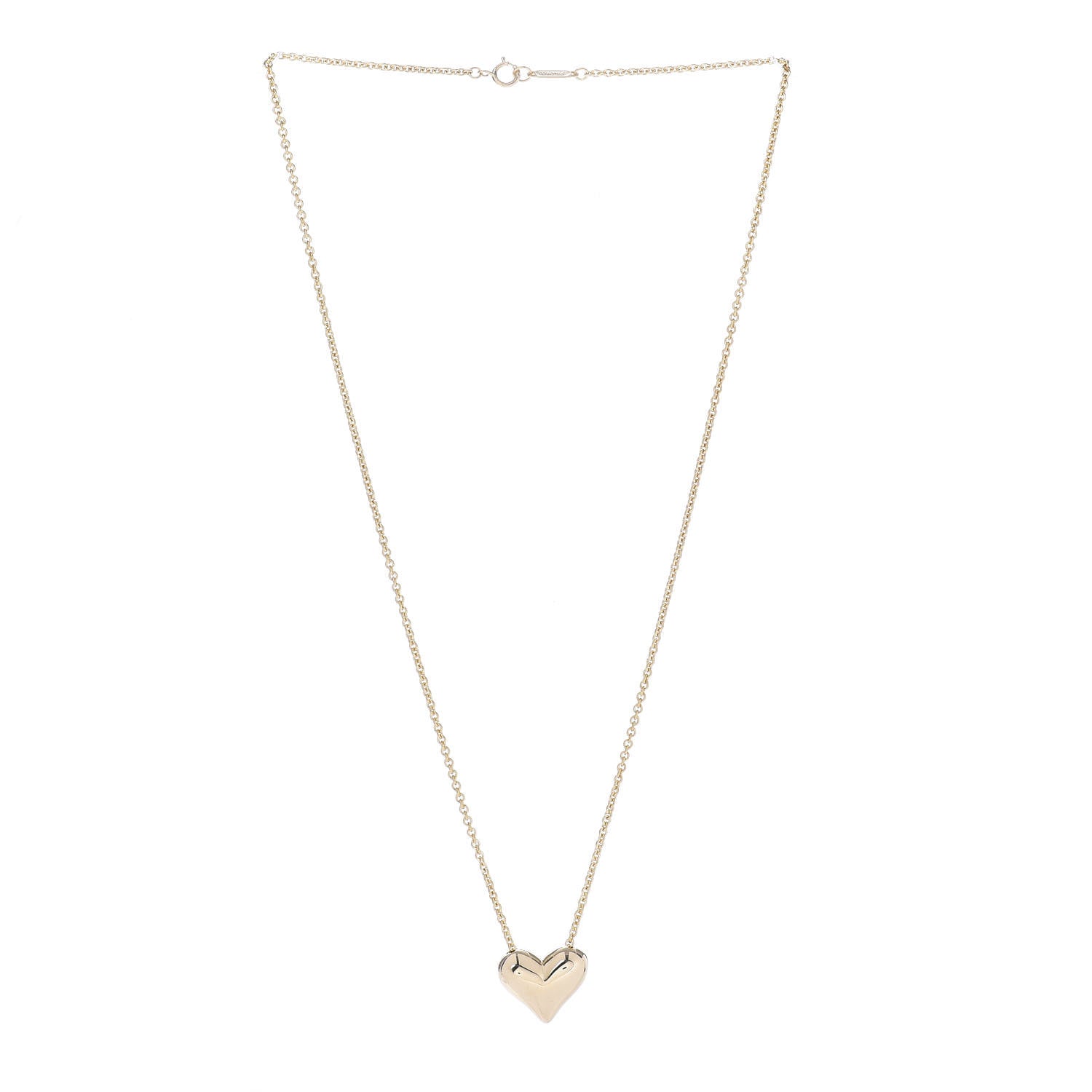 Tiffany 18K Yellow Gold Large Puff Heart Pendant Necklace 3 of 6