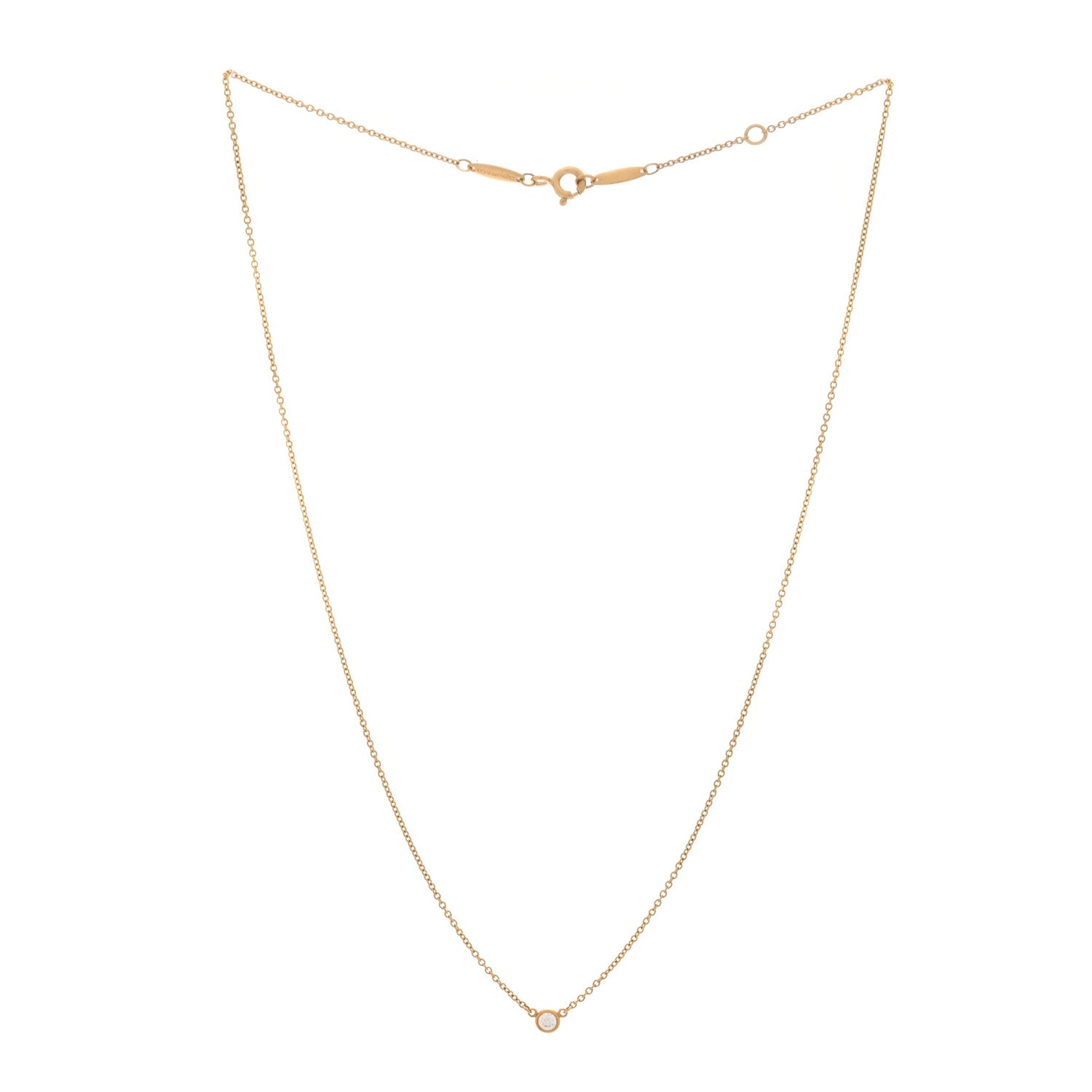 Tiffany 18K Yellow Gold Diamond .08ct Elsa Peretti Diamonds by the Yard Pendant Necklace 3 of 7