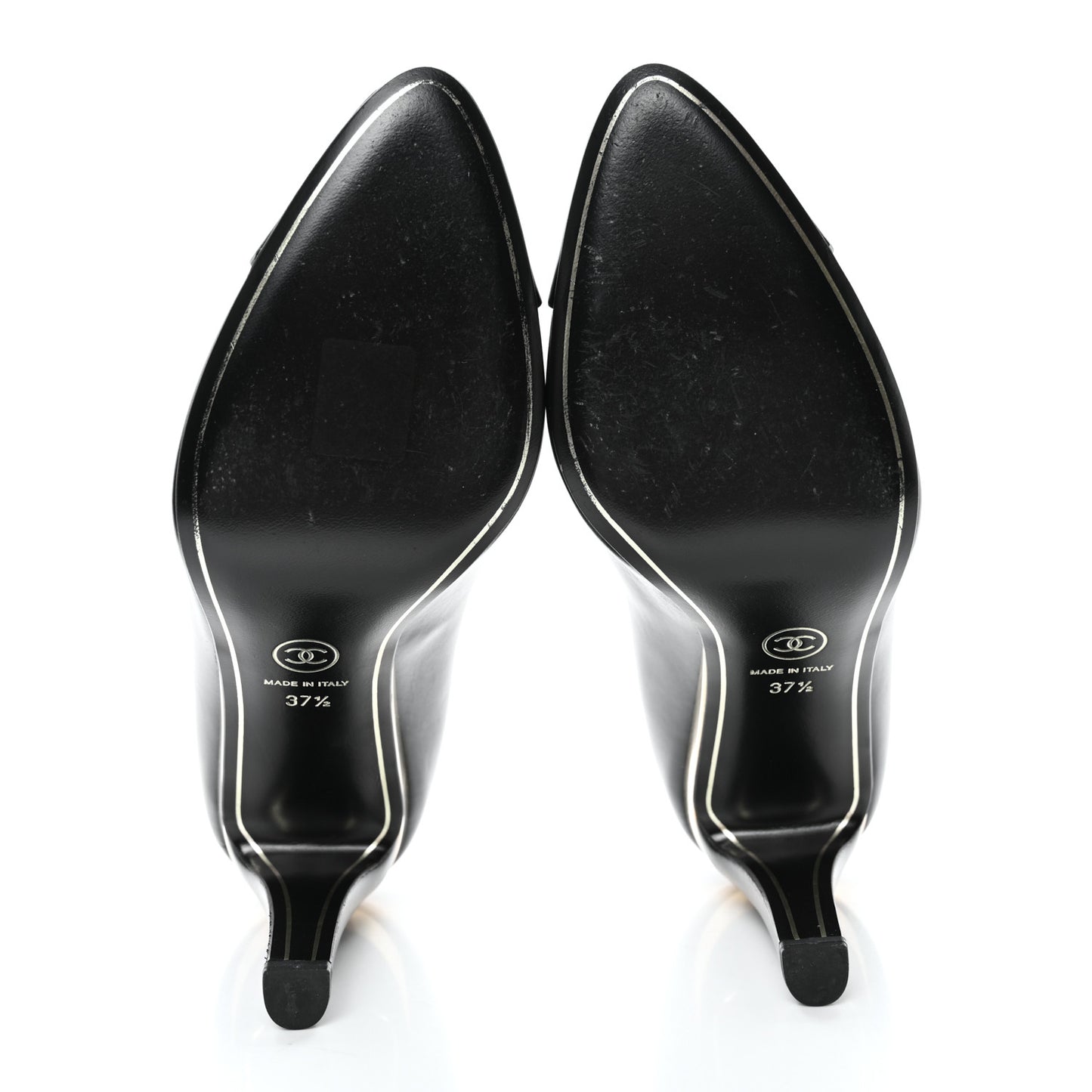 Lambskin Patent Metal Cap Toe CC Pumps 37.5 Black Gold
