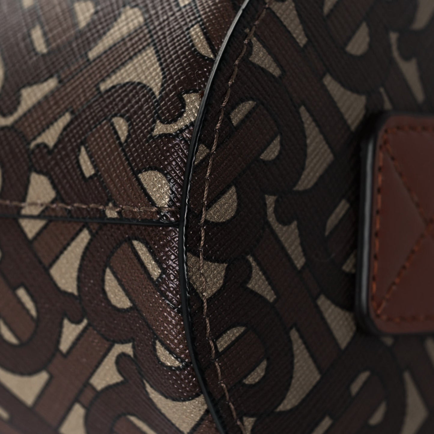 E-Canvas Monogram Stripe The Barrel Bag Bridle Brown