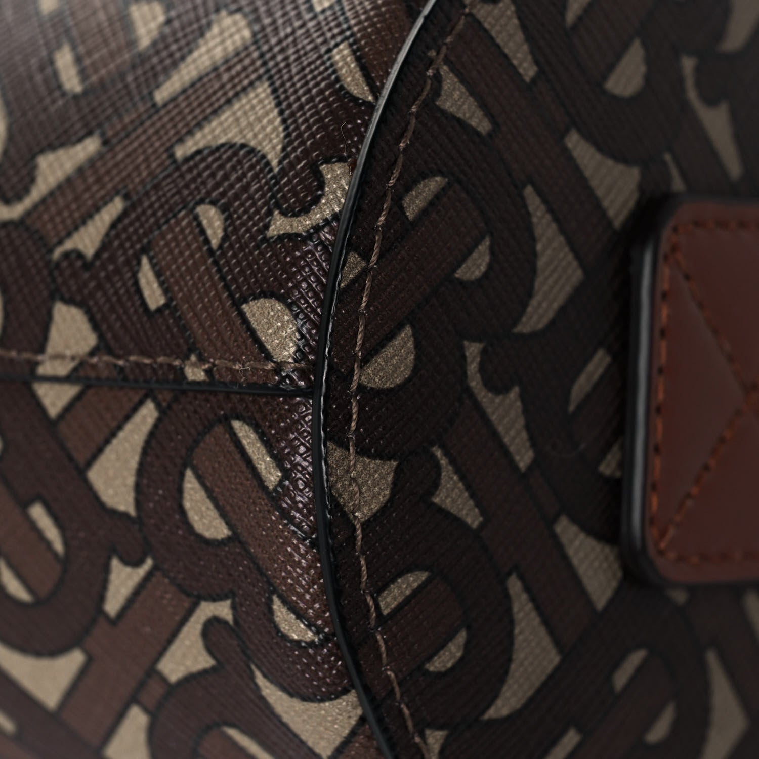 Burberry E-Canvas Monogram Stripe The Barrel Bag Bridle Brown 10 of 11