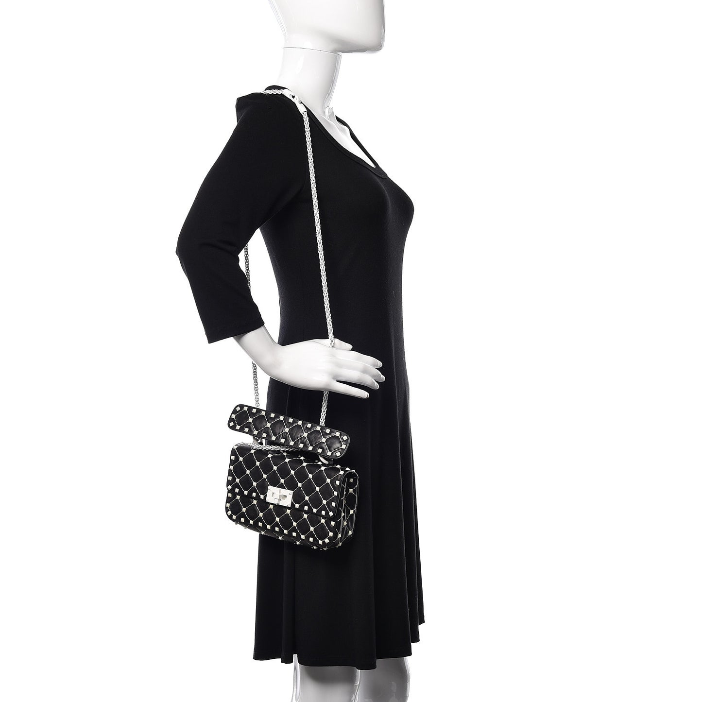 Lambskin Small Free Rockstud Spike Shoulder Bag Black