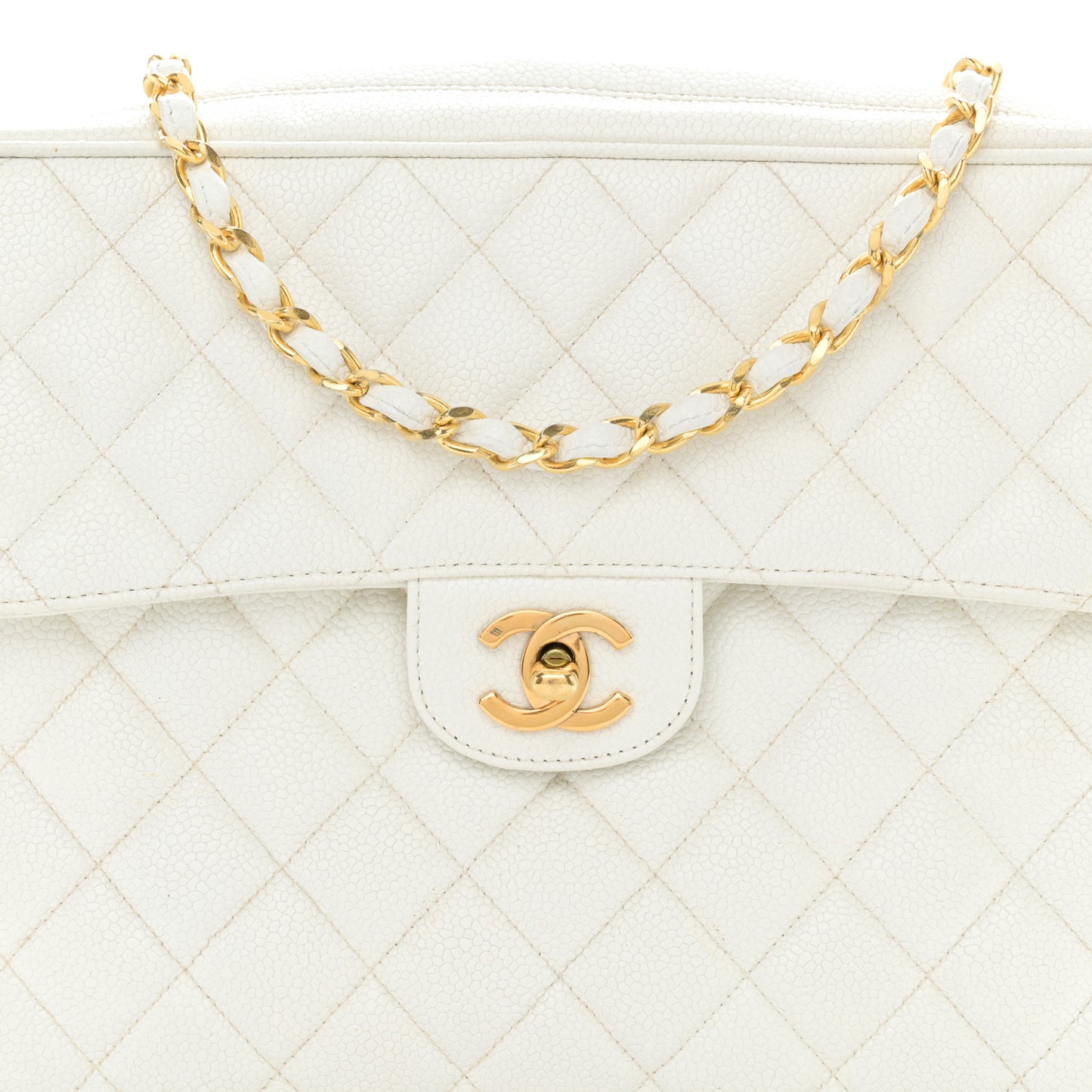 Caviar Quilted Camera Case White