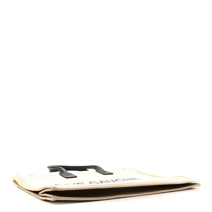 Saint Laurent Linen Calfskin Rive Gauche Tote Optic White 4 of 9