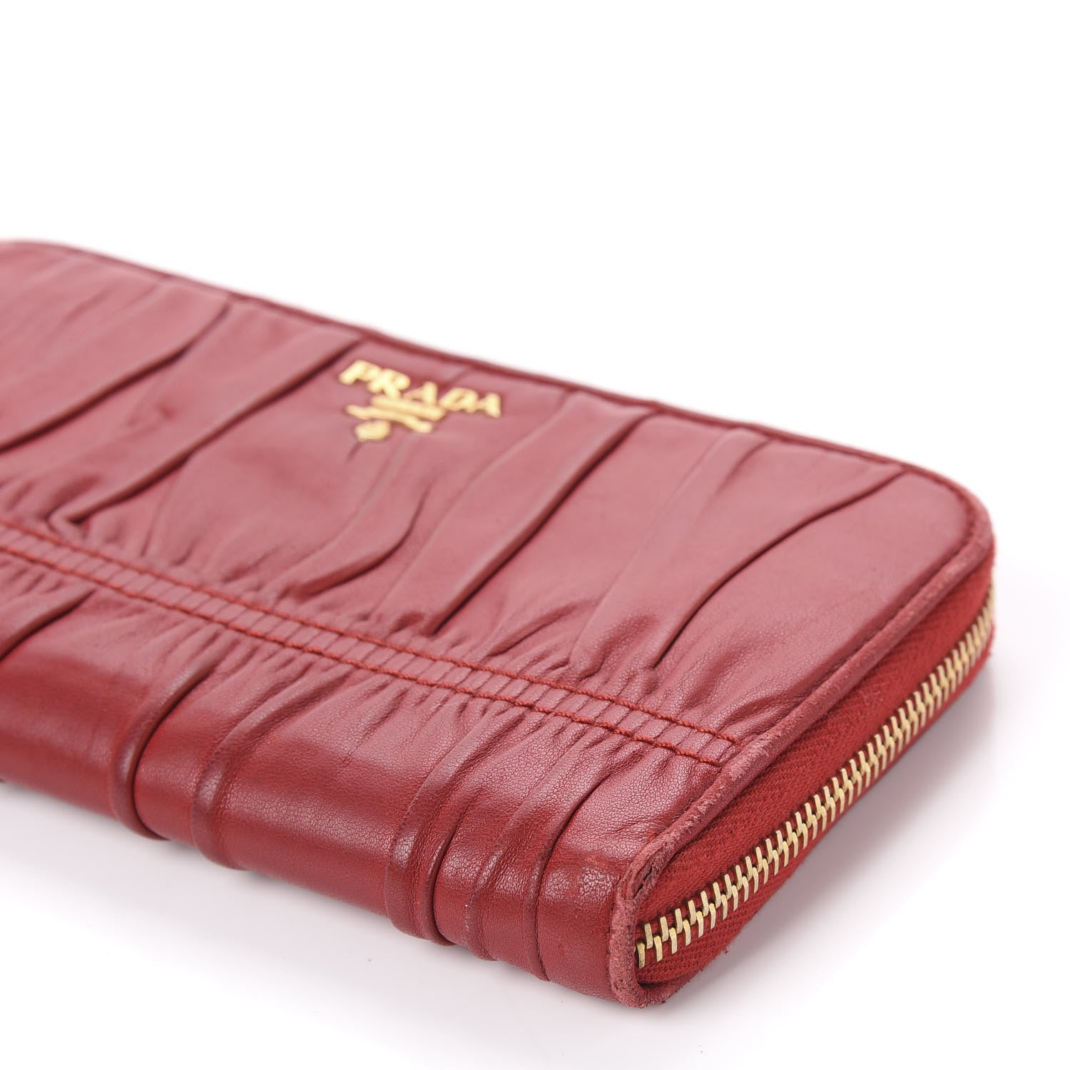 Prada Nappa Gaufre Zip Around Wallet Fuoco 6 of 10