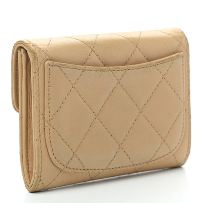 Chanel Lambskin Quilted Flap Card Holder Wallet Beige 3 of 12