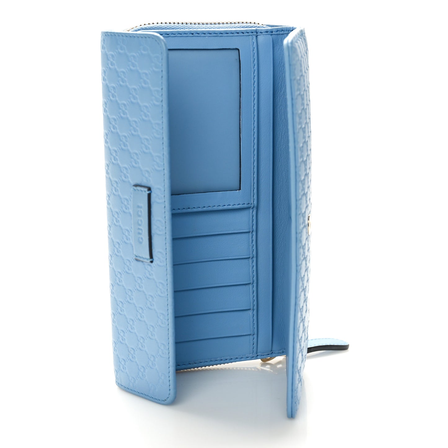 Soft Microguccissima Continental Zip Wallet Mineral Blue