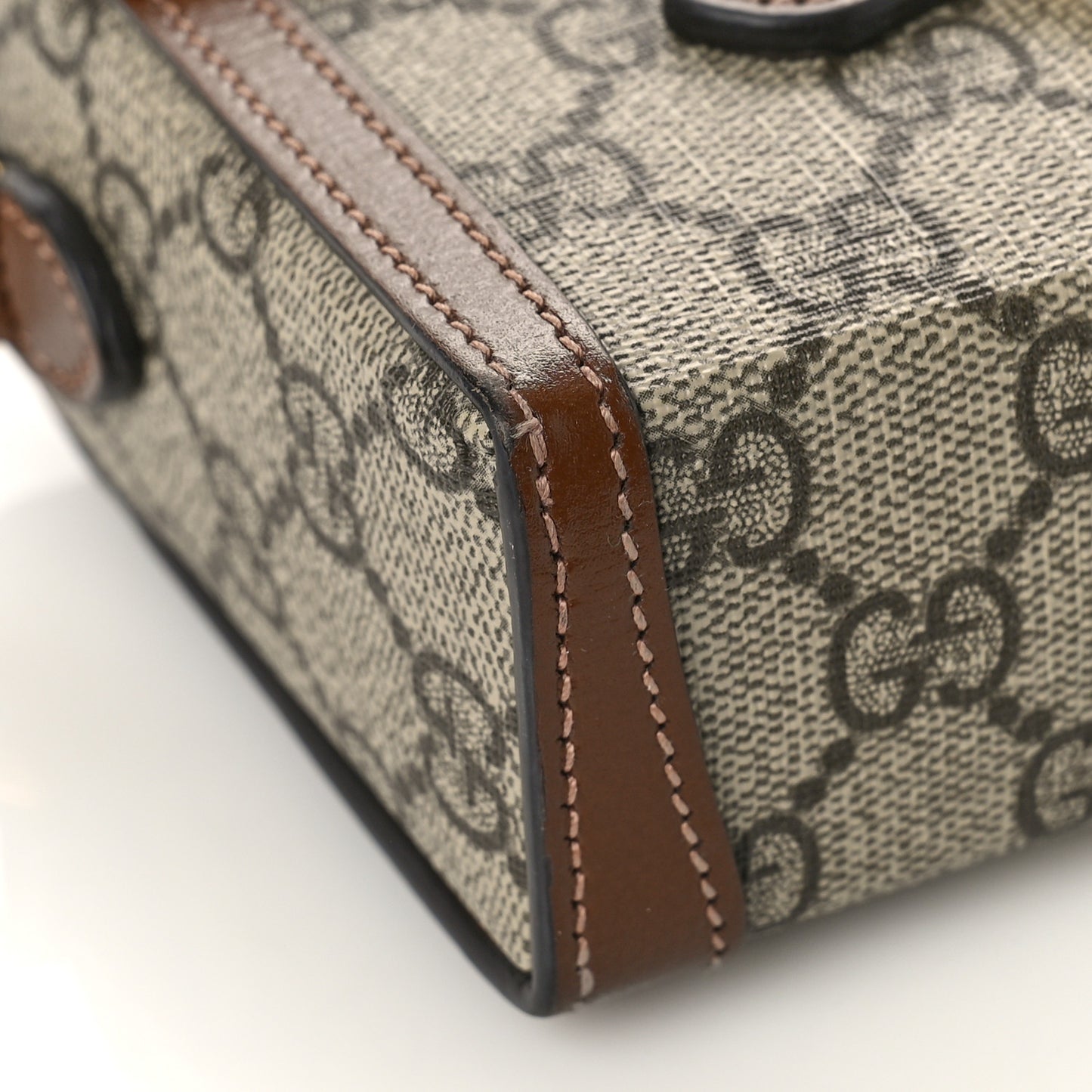 GG Supreme Monogram Mini Horsebit 1955 Shoulder Bag Beige Brown Sugar