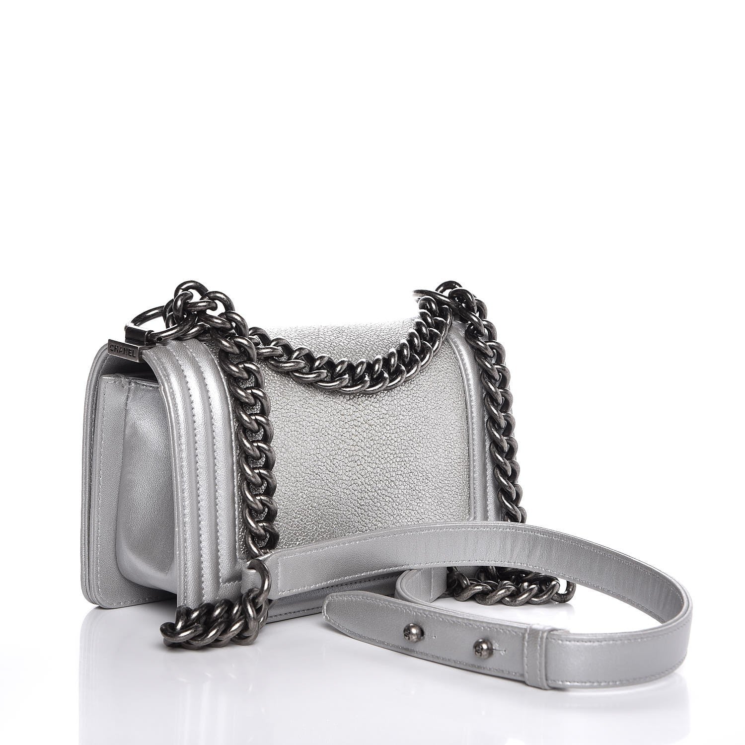 Chanel Galuchat Stingray Small Boy Flap Silver 3 of 8