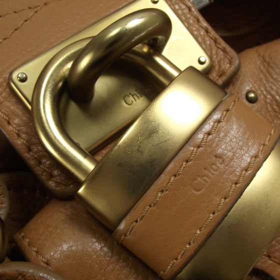 Leather Paddington Front Pocket Tote Tan