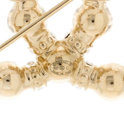 Chanel Pearl Crystal Nefertiti CC Brooch Gold 4 of 5