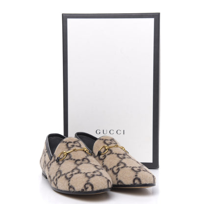 Gucci Covered Wool GG Monogram Womens Jordaan Loafers 38 Beige Ebony Black 9 of 9