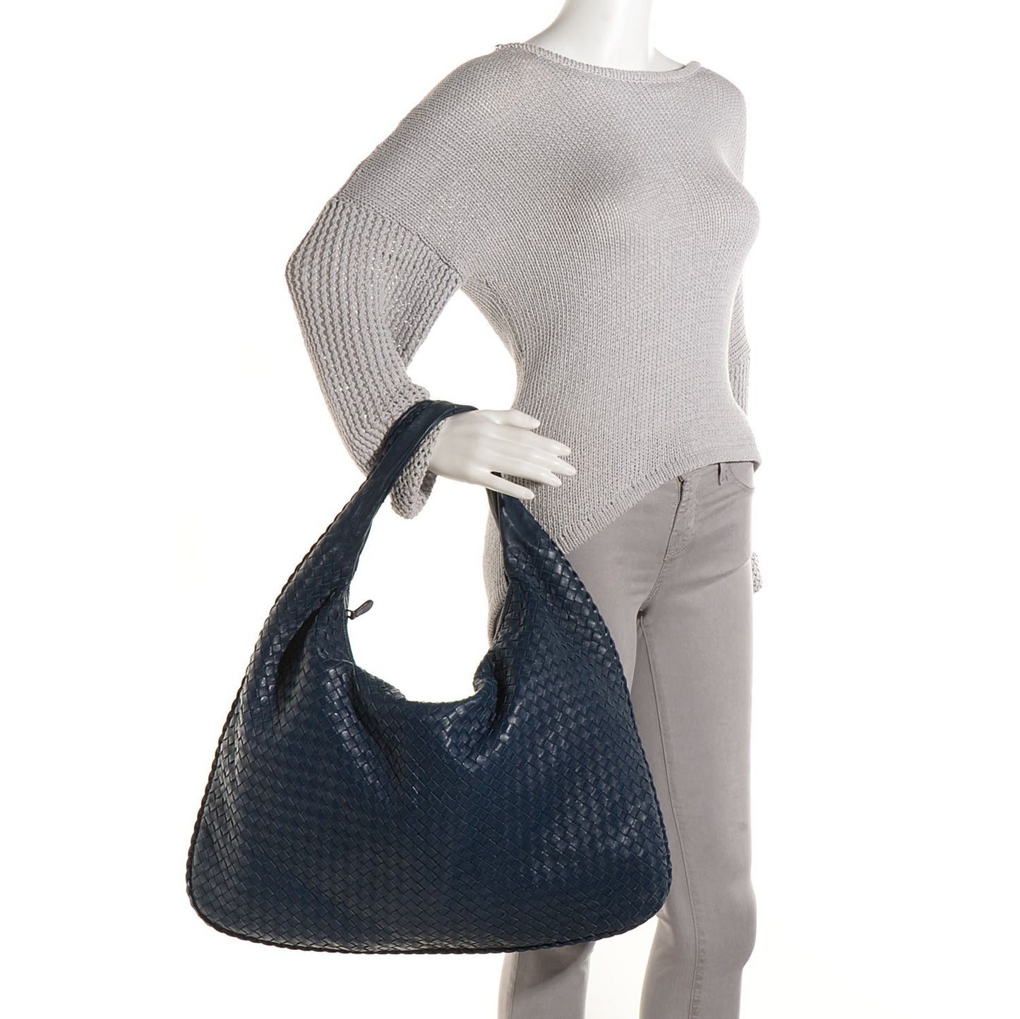 Nappa Intrecciato Maxi Veneta Hobo Celeste