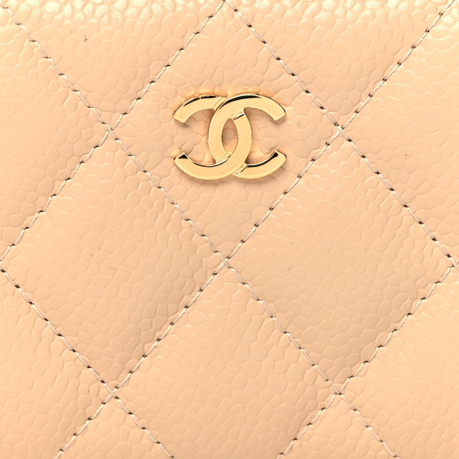 Chanel Caviar Quilted Zip Around Coin Purse Beige 8 of 8