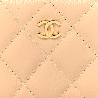 Chanel Caviar Quilted Zip Around Coin Purse Beige 8 of 8