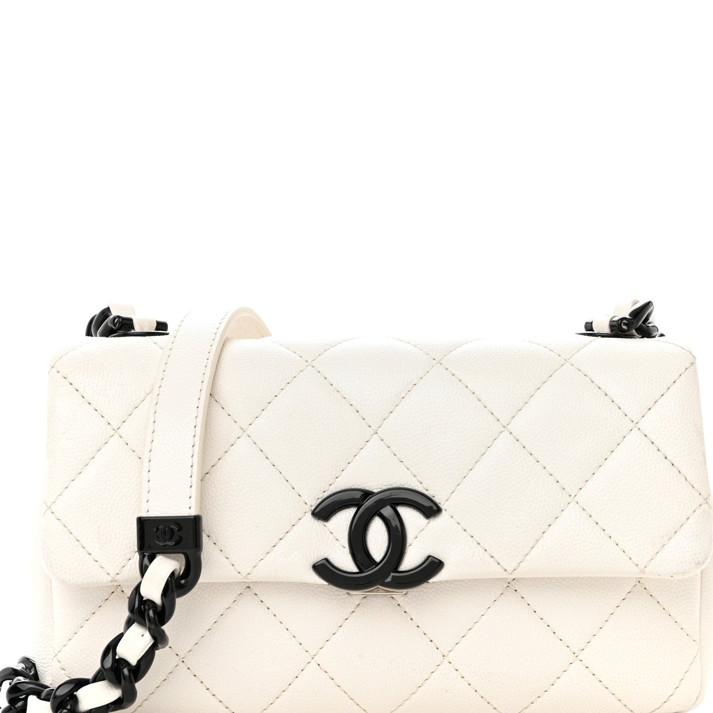 Caviar Quilted My Everything Small Flap White Black