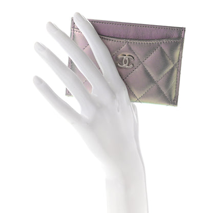 Chanel Iridescent Calfskin Quilted Card Holder Light Purple 2 of 7
