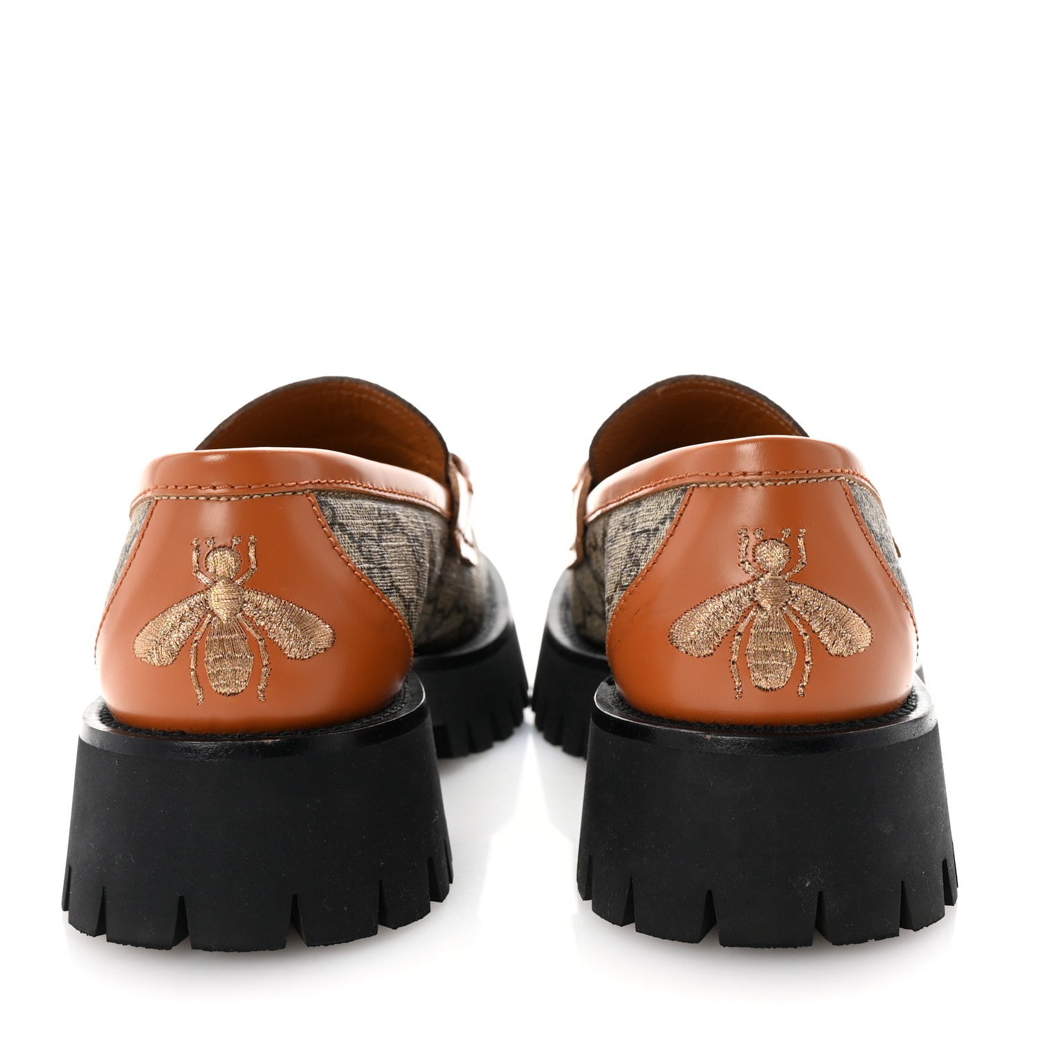 Gucci GG Supreme Monogram Cordovan Lux Womens Harald Horsebit 25mm Platform Loafers 39.5 Beige Ebony 6 of 10