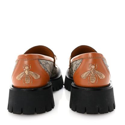 Gucci GG Supreme Monogram Cordovan Lux Womens Harald Horsebit 25mm Platform Loafers 39.5 Beige Ebony 6 of 10