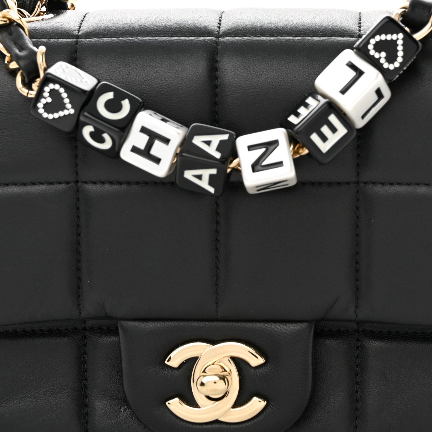 Chanel Lambskin Resin Crystal Square Quilted Mini Monacoco Flap Black 8 of 11