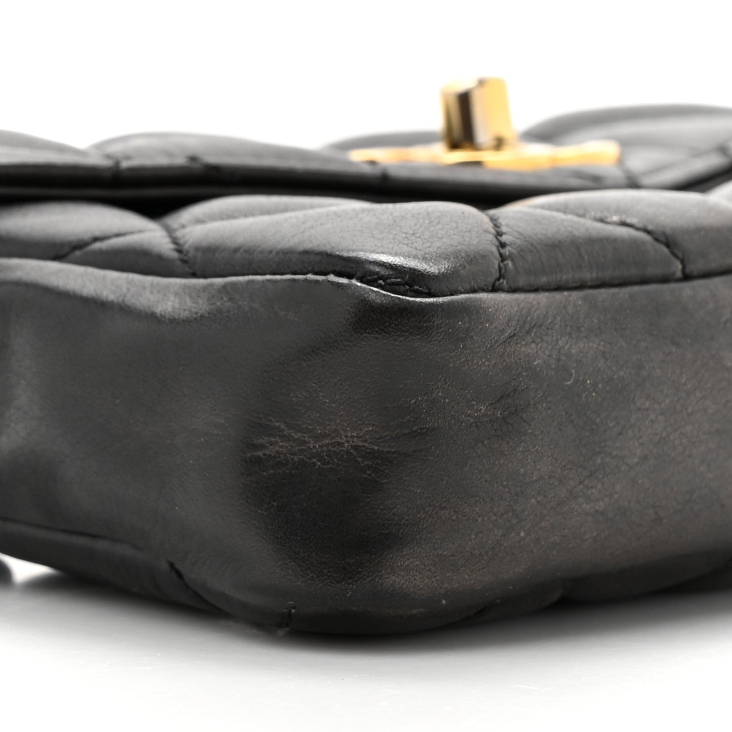 Lambskin Quilted Flap Waist Belt Bag 70 28 Black