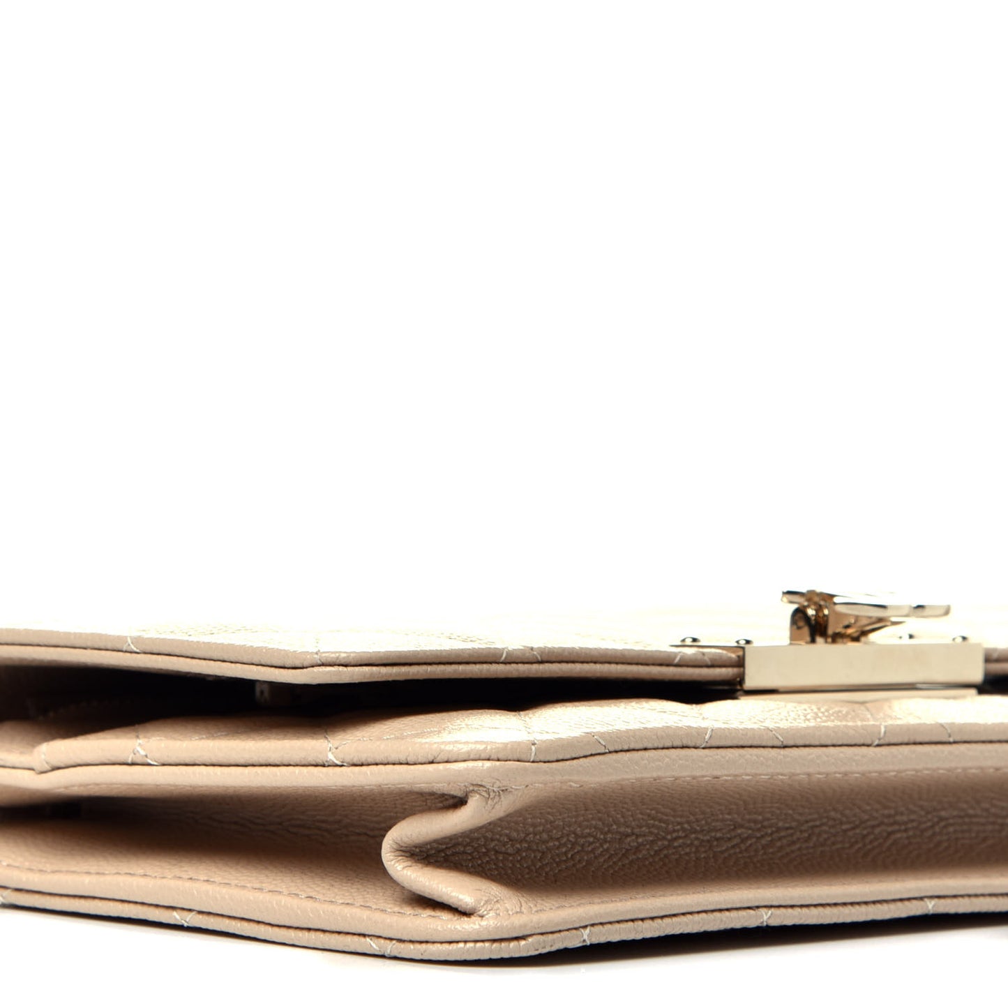 Caviar Quilted Golden Class Wallet On Chain WOC Light Beige