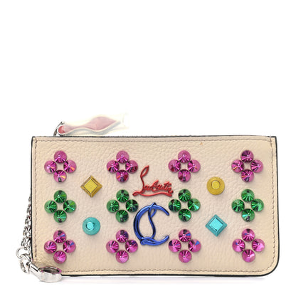 Christian Louboutin Calfskin Panettone Studded Zip Card Holder Ballerina Multicolor 1 of 9