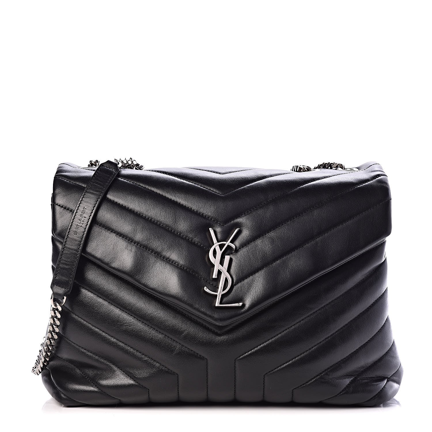 Saint Laurent Calfskin Y Quilted Monogram Medium Loulou Chain Satchel Black 1 of 10