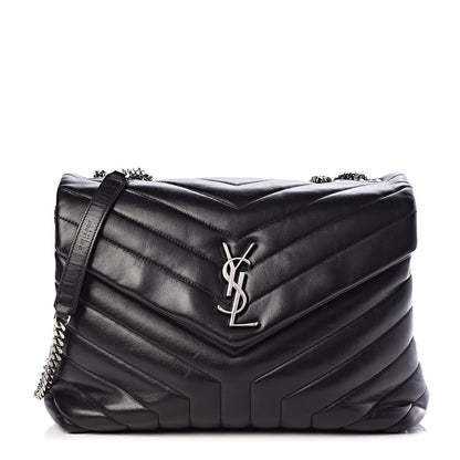 Saint Laurent Calfskin Y Quilted Monogram Medium Loulou Chain Satchel Black 1 of 10