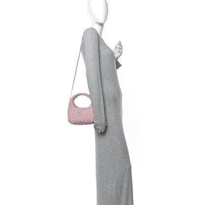 Miu Miu Nappa Matelasse Small Wander Hobo Alabastro 2 of 10