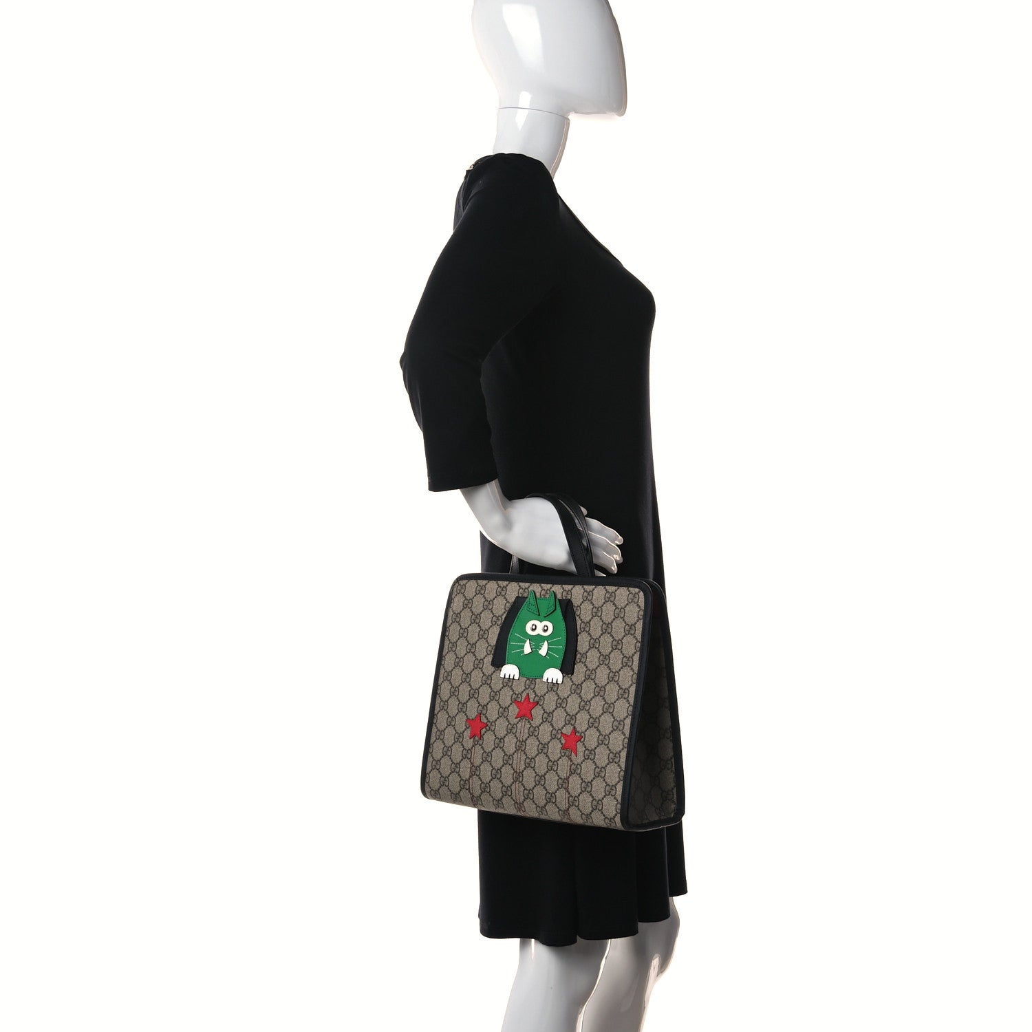 Gucci GG Supreme Monogram Cat Childrens Tote Black 2 of 7