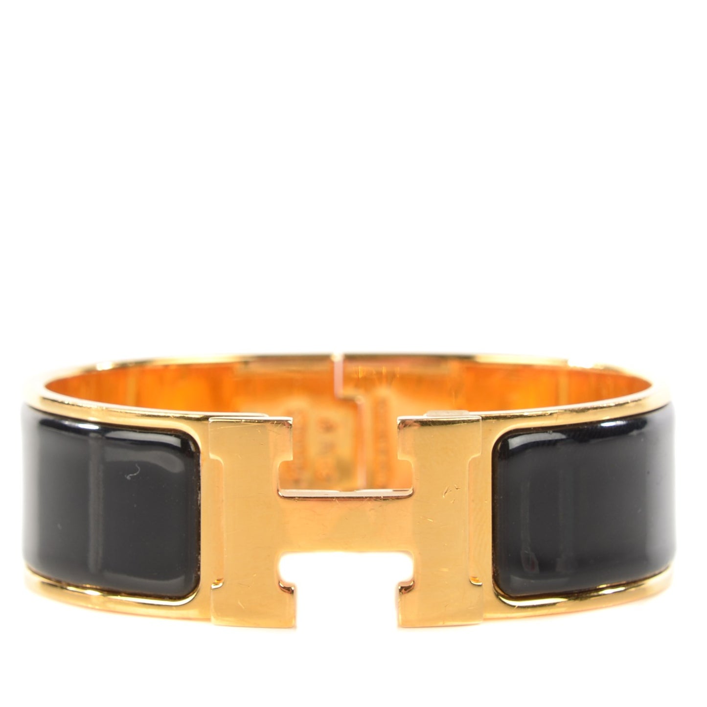 Enamel Wide Clic Clac H Bracelet GM Black