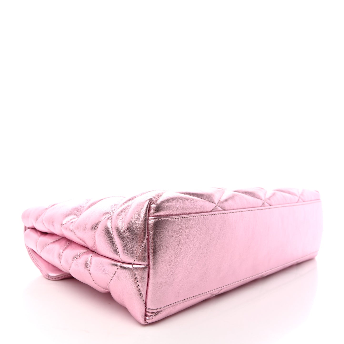 Metallic Lambskin Quilted Sade Puffer Envelope Clutch New Azalea