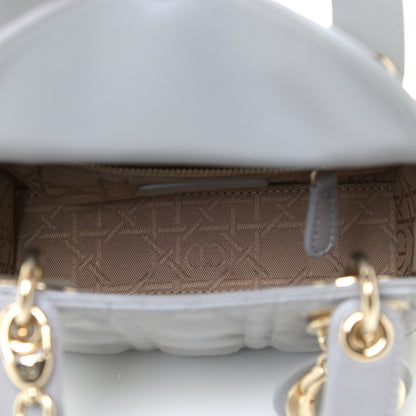Christian Dior Metallic Lambskin Cannage Mini Lady Dior Grey 11 of 13