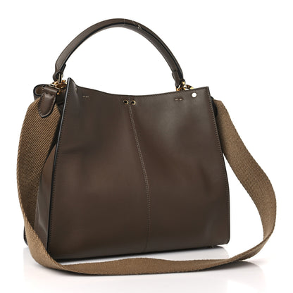 Fendi Vitello Seta Glazed Fabric FF 1974 Medium Peekaboo X-Lite Maya Mogano Panna 3 of 8