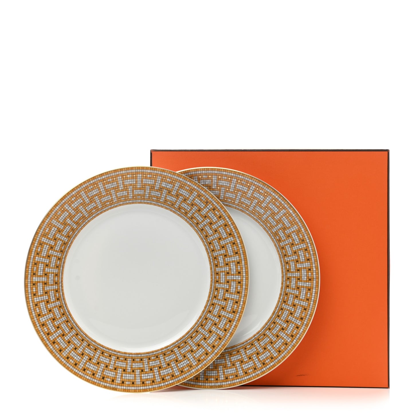 Porcelain Mosaique Au 24 Gold Dinner Plate Set of 2