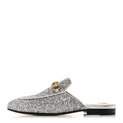 Gucci Glitter Womens Princetown Slippers 36 Silver 1 of 10
