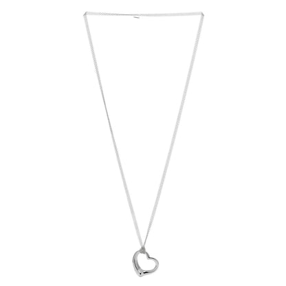 Tiffany Sterling Silver 35mm Elsa Peretti Open Heart Pendant Mesh Necklace 2 of 5